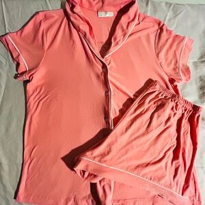Bobbie Brooks Women's Pink Short Sleeve Pajama Set